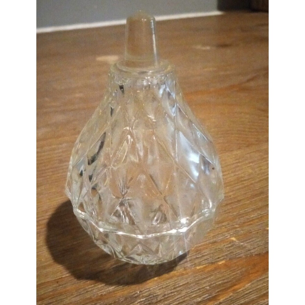 Romania Lead Crystal Pear Shaped Lidded Trinket Box Diamond Cut Vintage 4 In
